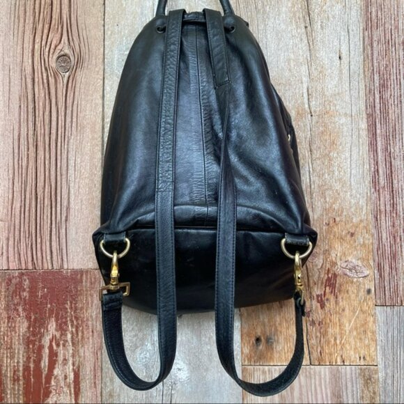 Silver Blue Leather Bucket Bag Backpack - Picture 2 of 11